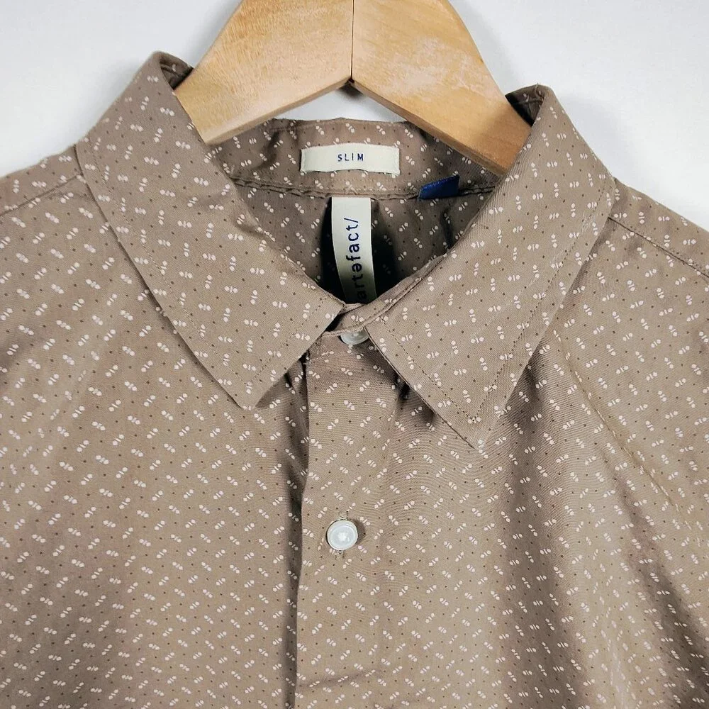Artefact Slim Men's Large Brown Button-Down Long‎ Sleeve NWOT